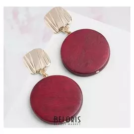 Серьги "Майя" круг, цвет красный в золоте