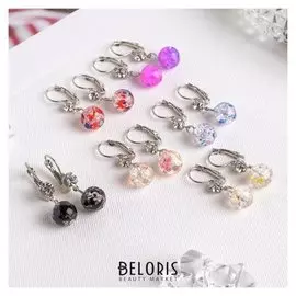 Серьги "Мэри" бусины, в серебре