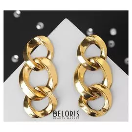 Серьги металл "Актуал" три кольца, цвет золото