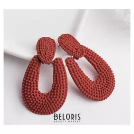 Серьги металл "Ариэль" текстурные, цвет красный