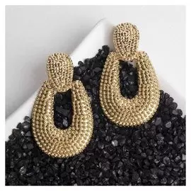 Серьги металл "Ариэль" текстурные, цвет золото