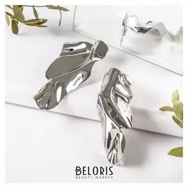 Серьги металл "Атмосфера" абстракция, цвет серебро