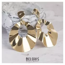 Серьги металл "Атмосфера" капли сияния, цвет золото