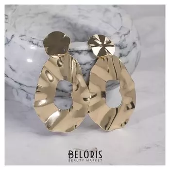 Серьги металл "Атмосфера" капля, цвет золото