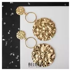 Серьги металл "Атмосфера" три диска, цвет золото