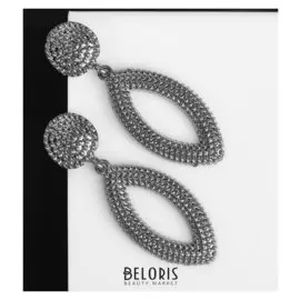 Серьги металл "Барбадос" овал, цвет серый