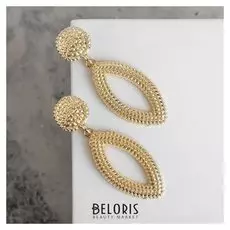 Серьги металл "Барбадос" овал, цвет золото