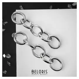 Серьги металл "Цепь" круглые звенья, цвет серебро