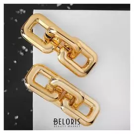 Серьги металл "Цепь" квадраты, 3 звена, цвет золото