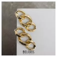 Серьги металл "Цепь" мятые, цвет матовое золото