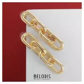 Серьги металл "Цепь" узкое звено 4шт, цвет золото