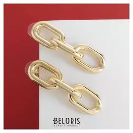 Серьги металл "Цепь" узкое звено, малые, цвет золото