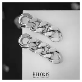 Серьги металл "Цепи" мини звенья, цвет серебро