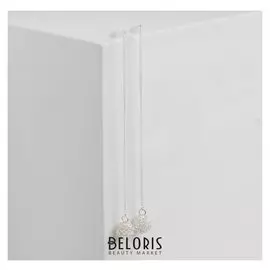 Серьги металл "Цепочки" шарики, цвет серебро