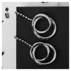 Серьги металл "Фьюче" сплетённые круги, цвет серебро