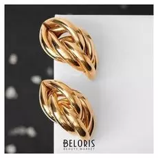 Серьги металл "Геометрия" косичка, цвет золото