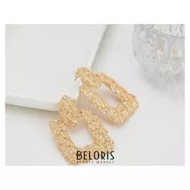 Серьги металл "Эстетика" текстурные, цвет золото