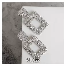 Серьги металл "Карибы" квадрат, цвет серебро