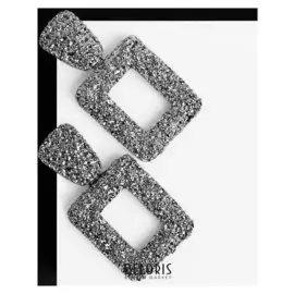 Серьги металл "Карибы" квадрат, цвет серый