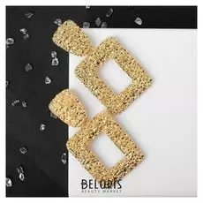 Серьги металл "Карибы" квадрат, цвет золото