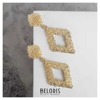 Серьги металл "Карибы" ромб, цвет золото