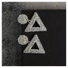 Серьги металл "Карибы" треугольник, цвет серебро