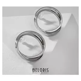 Серьги металл "Кольца" двойные, цвет серебро