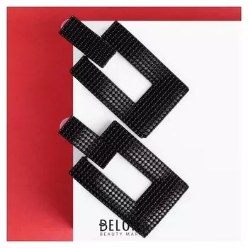 Серьги металл "Кольчуга" прямоугольник, цвет чёрный