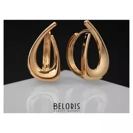 Серьги металл "Круговорот" линия, цвет золото