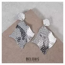 Серьги металл "Лавина", цвет серебро