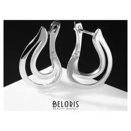 Серьги металл "Линии" изогнутые, цвет серебро