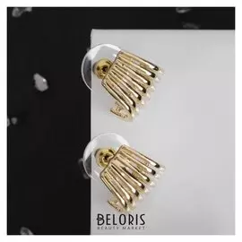 Серьги металл "Линии" закругленные, цвет золото