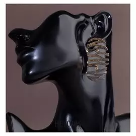 Серьги металл "Листья" монстера, цвет золото