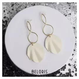 Серьги металл "Море", цвет белый в золоте