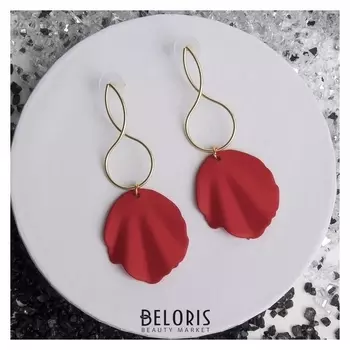 Серьги металл "Море", цвет красный в золоте
