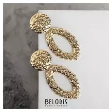 Серьги металл "Пляж" овал, цвет золото