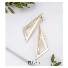 Серьги металл "Притяжение" треугольники, цвет золото