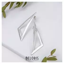 Серьги металл "Притяжение" треугольники, цвет серебро