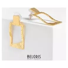 Серьги металл "Рамка" цвет матовое золото