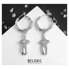 Серьги металл "Роли" силуэт девушки, цвет серебро