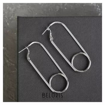 Серьги металл "Стиль" крупные булавки, цвет серебро