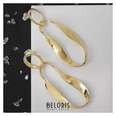 Серьги металл "Тренд" мятый овал, цвет золото