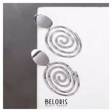 Серьги металл "Врата" два овала, цвет серебро