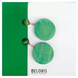 Серьги "Милая" круг, цвет зелёный