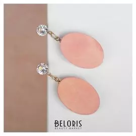 Серьги "Милая" овал, цвет розово-белый в золоте