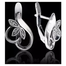 Серьги "Муслин", цвет белый в чернёном серебре