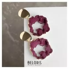 Серьги "Натурэль" кристаллы, цвет бордовый в золоте