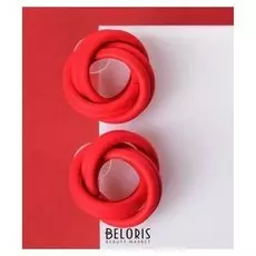 Серьги пластик "Атмосфера" витые, цвет красный