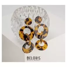 Серьги пластик "Глянец" круги, цвет леопардовый