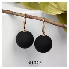 Серьги пластик "Снежок" сфера, цвет чёрный в золоте